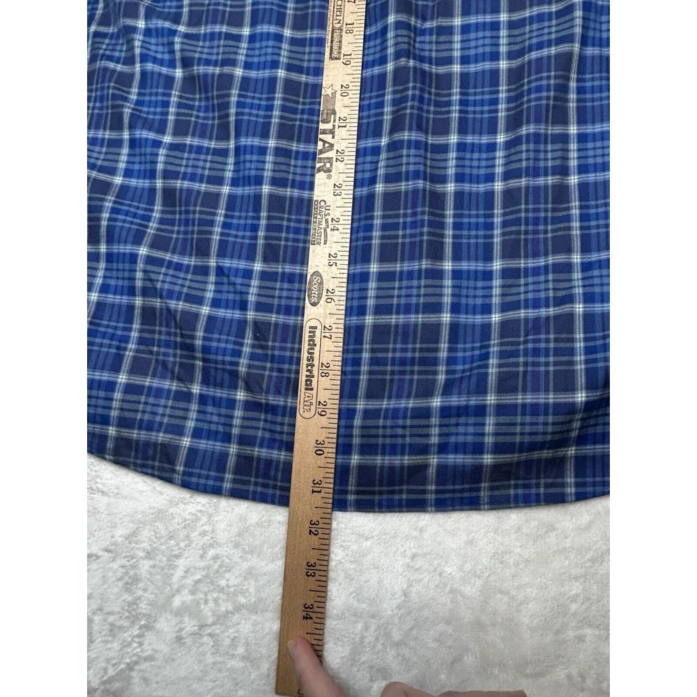 Jos A Banks Travelers Collection Men XL Blue Plaid Button Down Long Sleeve Shirt - Picture 6 of 7